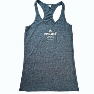 TULTEX & PINNACLE VODKA Blue-Gray Racerback Tee Tank Top Womens Large White Logo